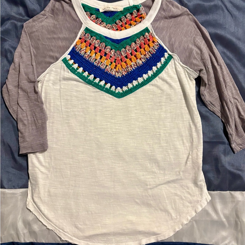 Free People Colorful Embroidered Women's Top
